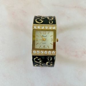 Black & Gold Rhinestone Encrusted Watch